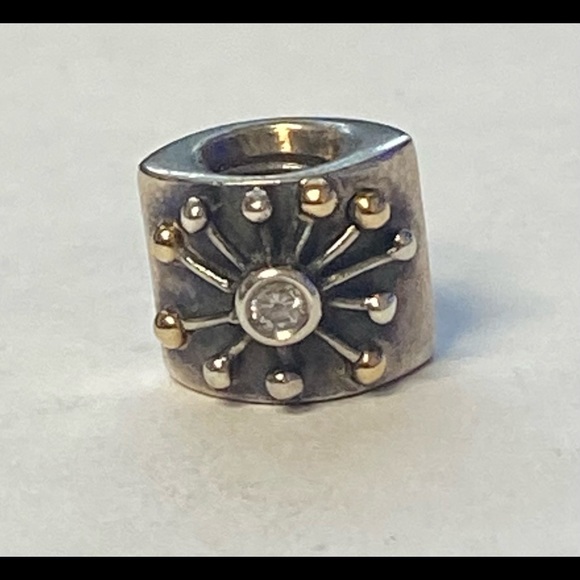 PANDORA DESERT STAR CHARM TWO TONE BEAD: SILVER WITH 14K GOLD #790188CZ - Picture 10 of 10
